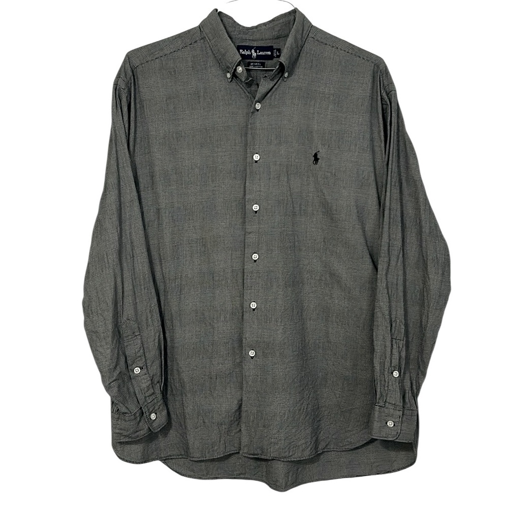 Vintage Ralph Lauren McMeel men’s Size Large black & white plaid cotton shirt.